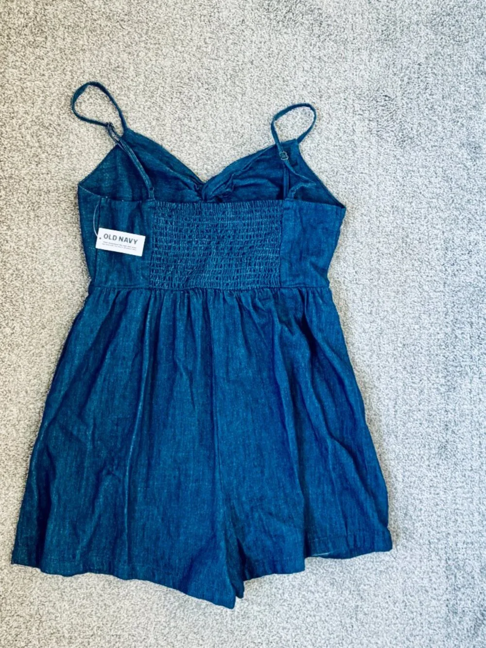 Old Navy Indigo Chambray Spaghetti Strap Cami Romper with Cutout, XS- NWT - Picture 5 of 8